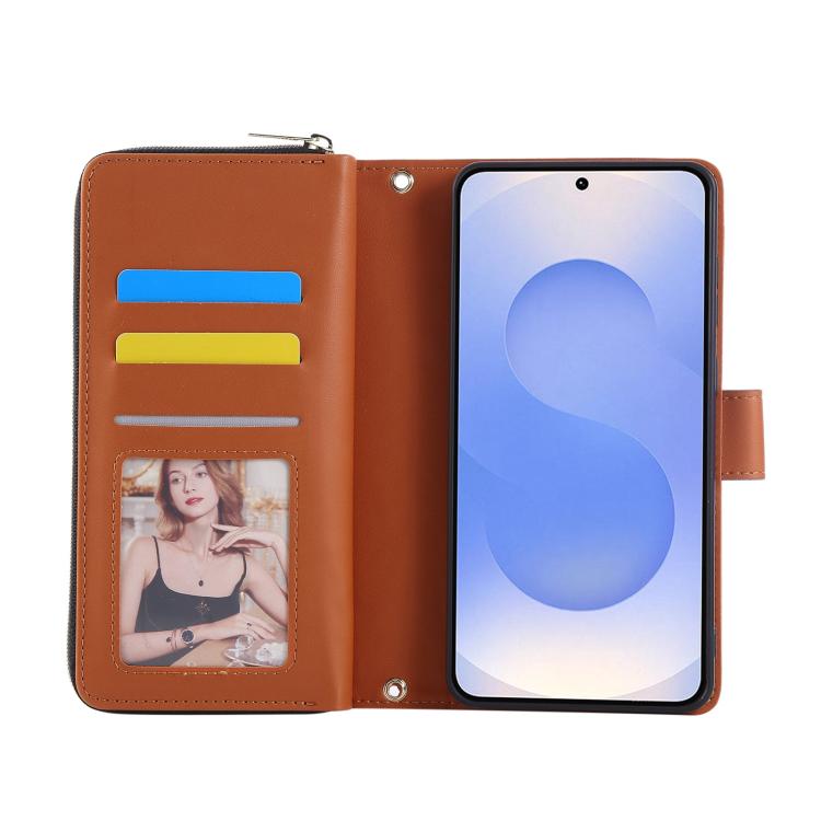 For Samsung Galaxy S25 Edge 5G Nine-card Slots Zipper Wallet Bag Leather Phone Case