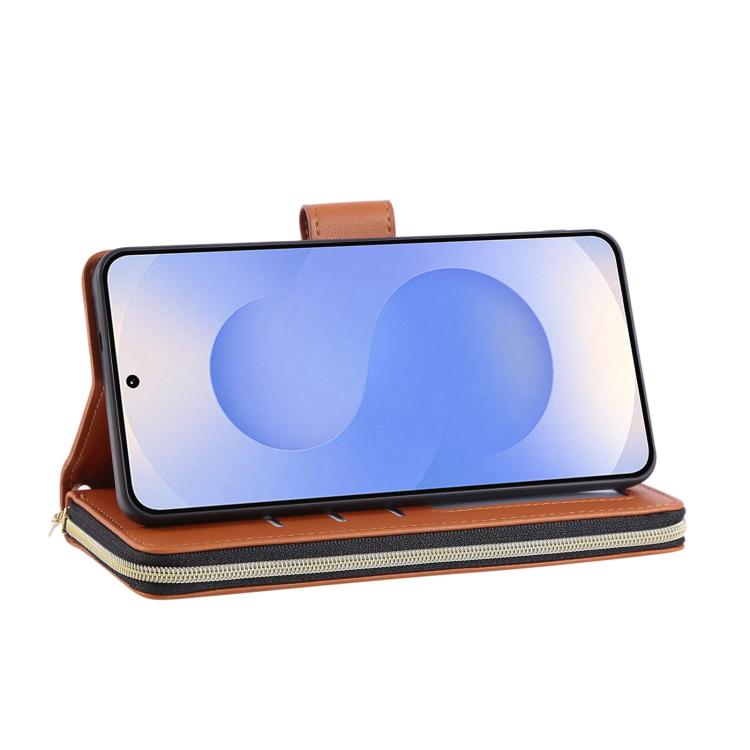 For Samsung Galaxy S25 Edge 5G Nine-card Slots Zipper Wallet Bag Leather Phone Case