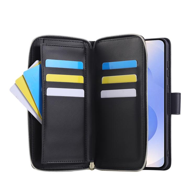 For Samsung Galaxy S25 Edge 5G Nine-card Slots Zipper Wallet Bag Leather Phone Case