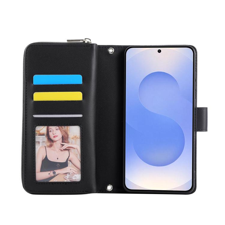 For Samsung Galaxy S25 Edge 5G Nine-card Slots Zipper Wallet Bag Leather Phone Case