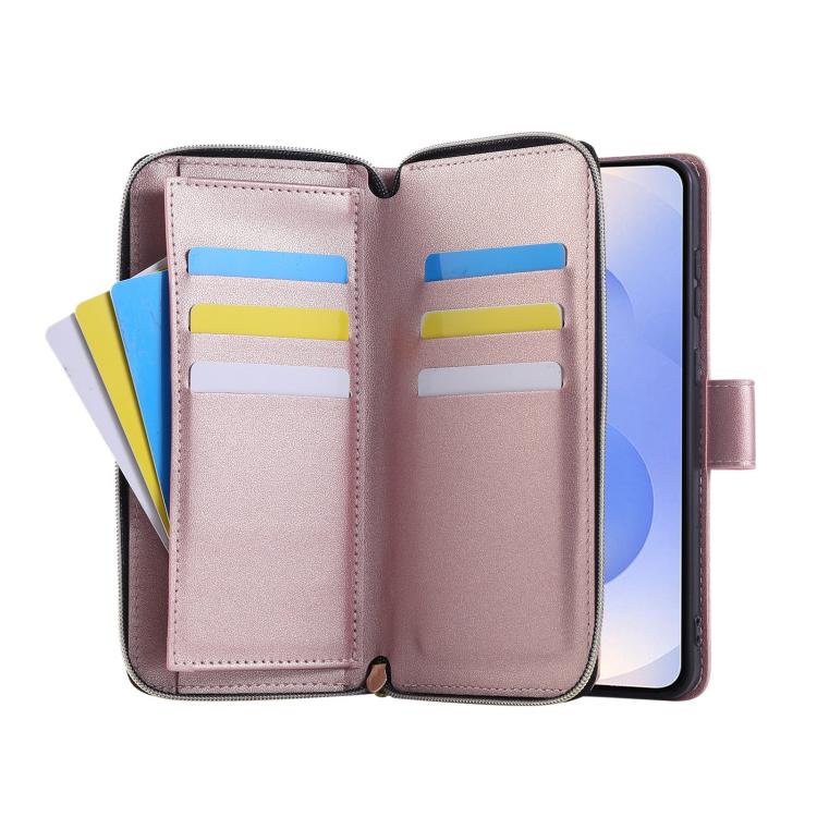 For Samsung Galaxy S25 Edge 5G Nine-card Slots Zipper Wallet Bag Leather Phone Case