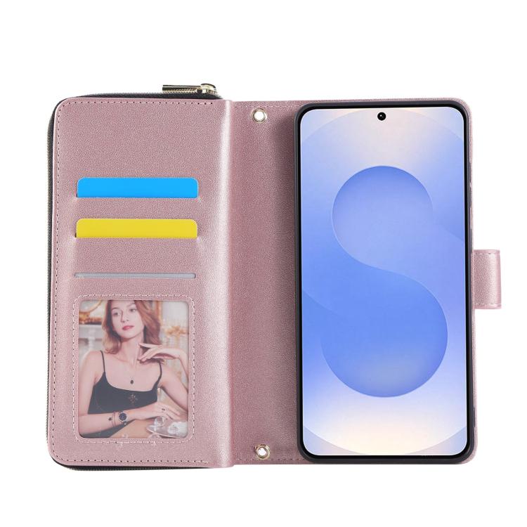 For Samsung Galaxy S25 Edge 5G Nine-card Slots Zipper Wallet Bag Leather Phone Case
