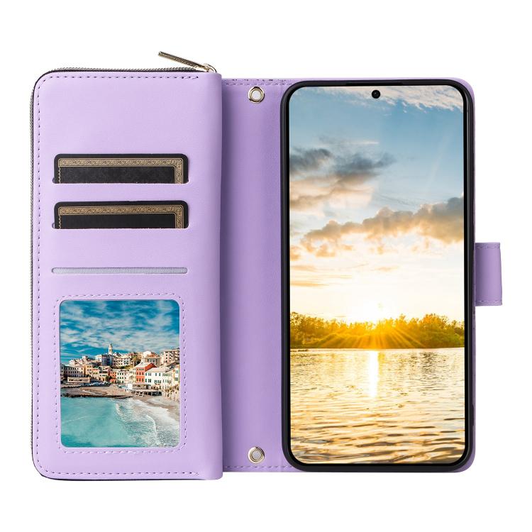 For Samsung Galaxy S25 FE 5G Nine-card Slots Zipper Wallet Bag Leather Phone Case