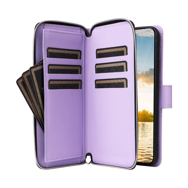 For Samsung Galaxy S25 FE 5G Nine-card Slots Zipper Wallet Bag Leather Phone Case