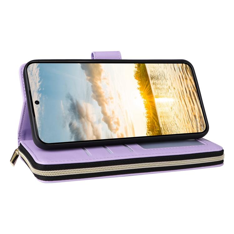 For Samsung Galaxy S25 FE 5G Nine-card Slots Zipper Wallet Bag Leather Phone Case