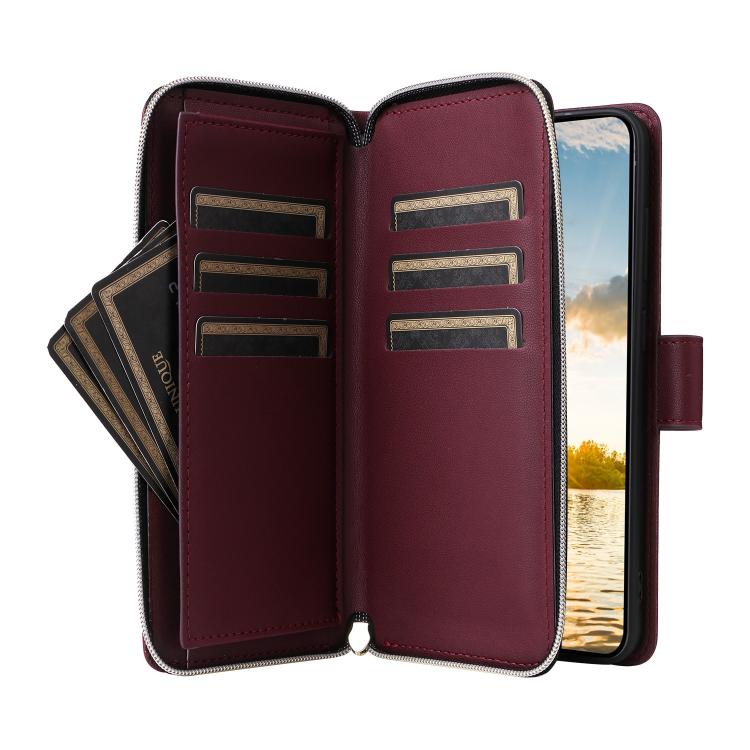 For Samsung Galaxy S25 FE 5G Nine-card Slots Zipper Wallet Bag Leather Phone Case