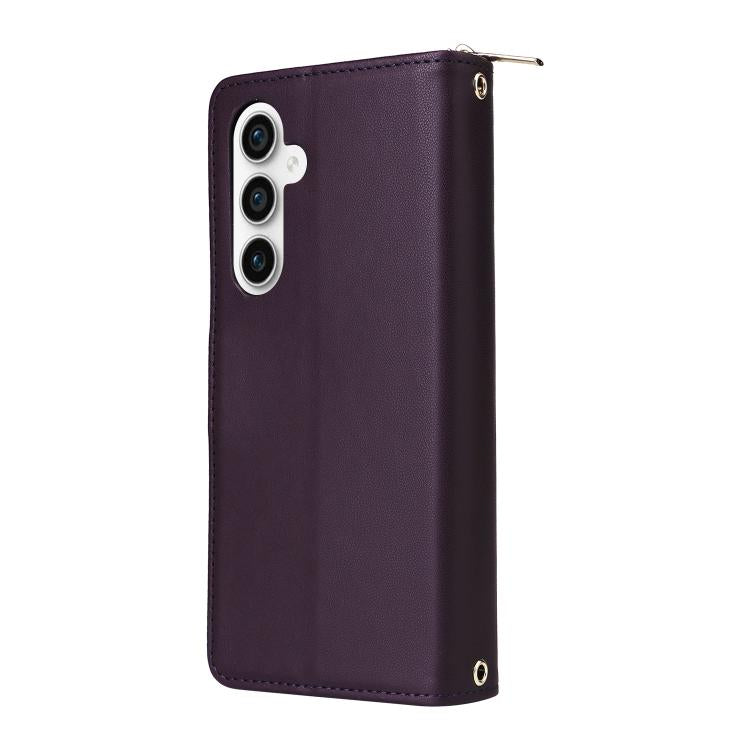 For Samsung Galaxy S25 FE 5G Nine-card Slots Zipper Wallet Bag Leather Phone Case