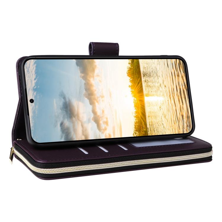 For Samsung Galaxy S25 FE 5G Nine-card Slots Zipper Wallet Bag Leather Phone Case