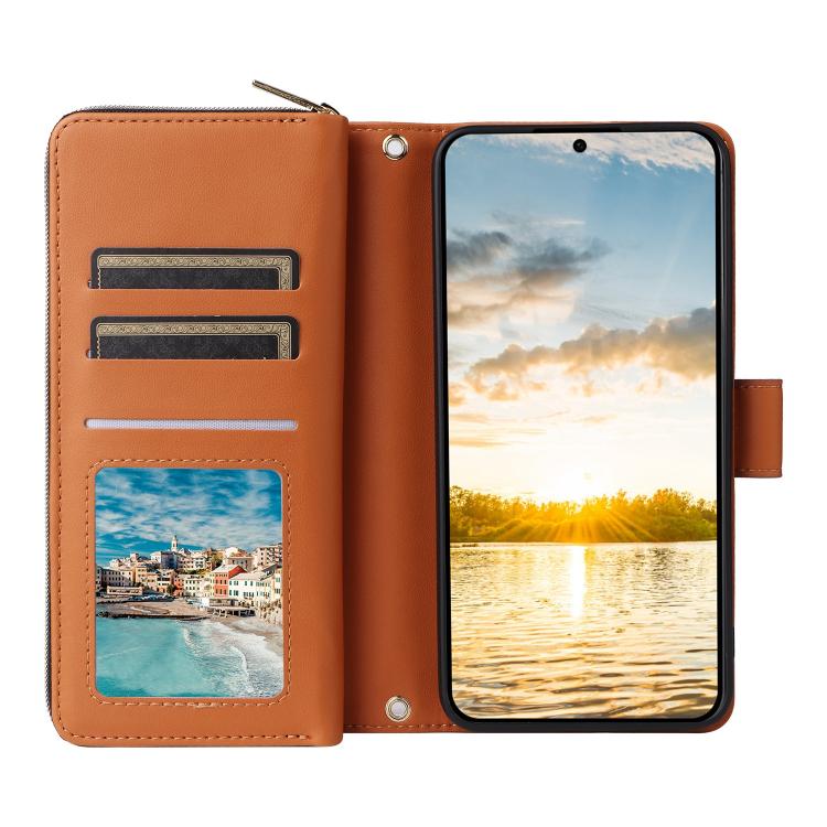 For Samsung Galaxy S25 FE 5G Nine-card Slots Zipper Wallet Bag Leather Phone Case