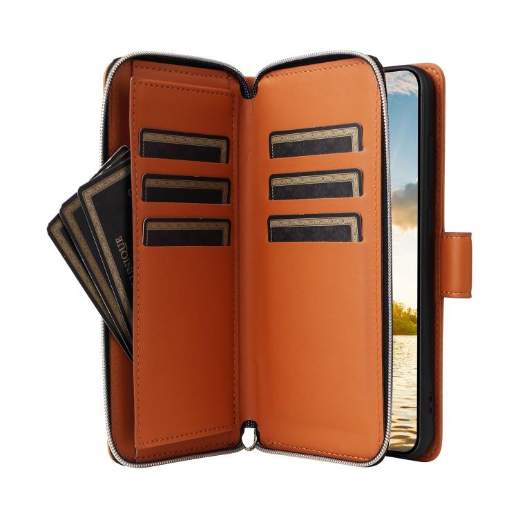 For Samsung Galaxy S25 FE 5G Nine-card Slots Zipper Wallet Bag Leather Phone Case