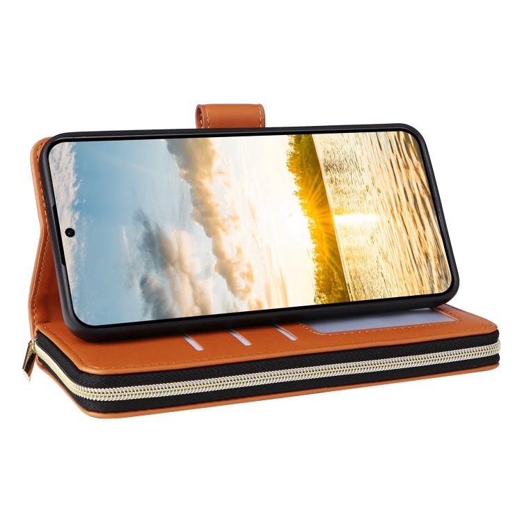 For Samsung Galaxy S25 FE 5G Nine-card Slots Zipper Wallet Bag Leather Phone Case