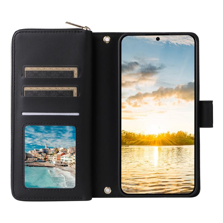 For Samsung Galaxy S25 FE 5G Nine-card Slots Zipper Wallet Bag Leather Phone Case