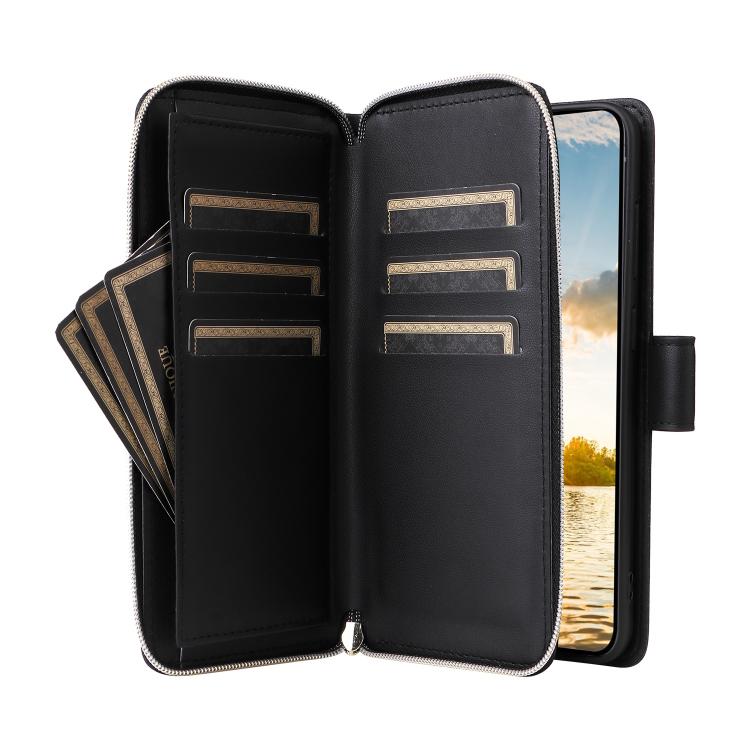 For Samsung Galaxy S25 FE 5G Nine-card Slots Zipper Wallet Bag Leather Phone Case