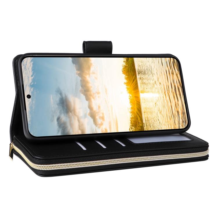 For Samsung Galaxy S25 FE 5G Nine-card Slots Zipper Wallet Bag Leather Phone Case