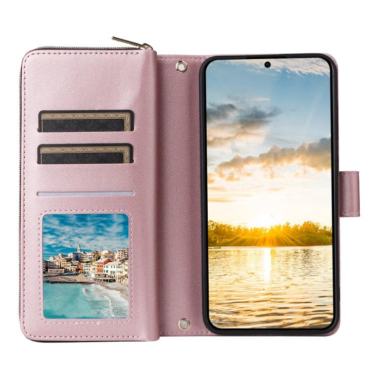 For Samsung Galaxy S25 FE 5G Nine-card Slots Zipper Wallet Bag Leather Phone Case
