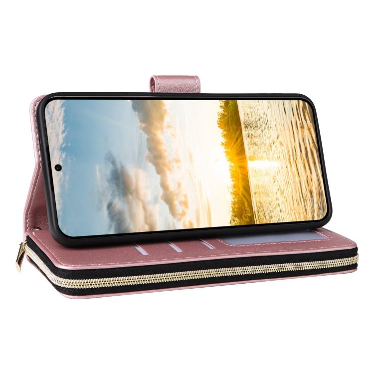 For Samsung Galaxy S25 FE 5G Nine-card Slots Zipper Wallet Bag Leather Phone Case