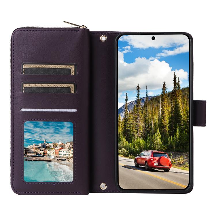 For Samsung Galaxy S26 5G Nine-card Slots Zipper Wallet Bag Leather Phone Case