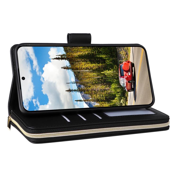 For Samsung Galaxy S26 5G Nine-card Slots Zipper Wallet Bag Leather Phone Case