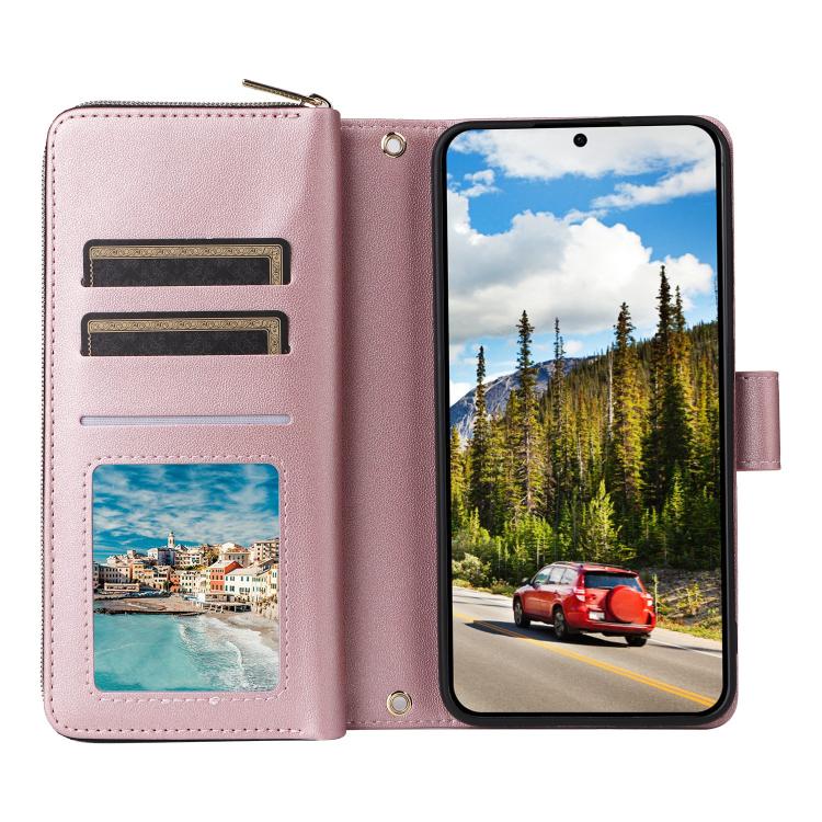 For Samsung Galaxy S26 5G Nine-card Slots Zipper Wallet Bag Leather Phone Case