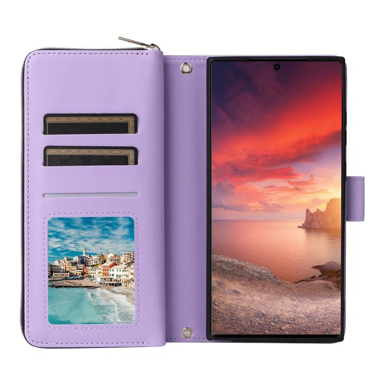 For Samsung Galaxy S26 Ultra 5G Nine-card Slots Zipper Wallet Bag Leather Phone Case