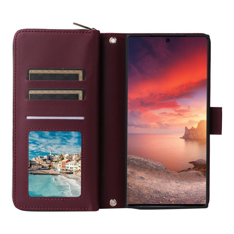 For Samsung Galaxy S26 Ultra 5G Nine-card Slots Zipper Wallet Bag Leather Phone Case