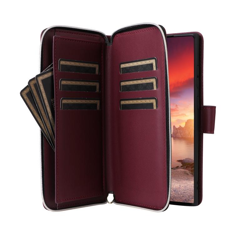 For Samsung Galaxy S26 Ultra 5G Nine-card Slots Zipper Wallet Bag Leather Phone Case