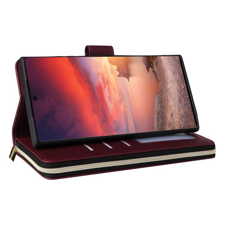 For Samsung Galaxy S26 Ultra 5G Nine-card Slots Zipper Wallet Bag Leather Phone Case