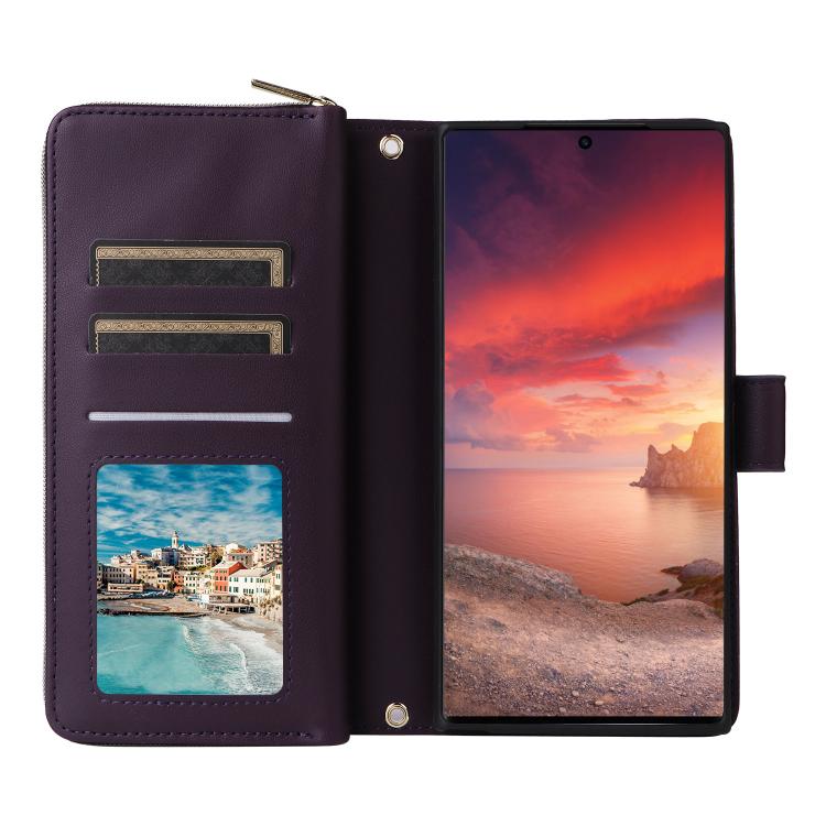 For Samsung Galaxy S26 Ultra 5G Nine-card Slots Zipper Wallet Bag Leather Phone Case