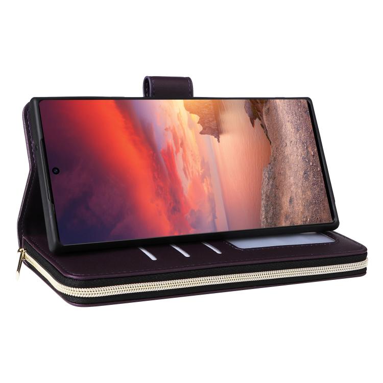 For Samsung Galaxy S26 Ultra 5G Nine-card Slots Zipper Wallet Bag Leather Phone Case