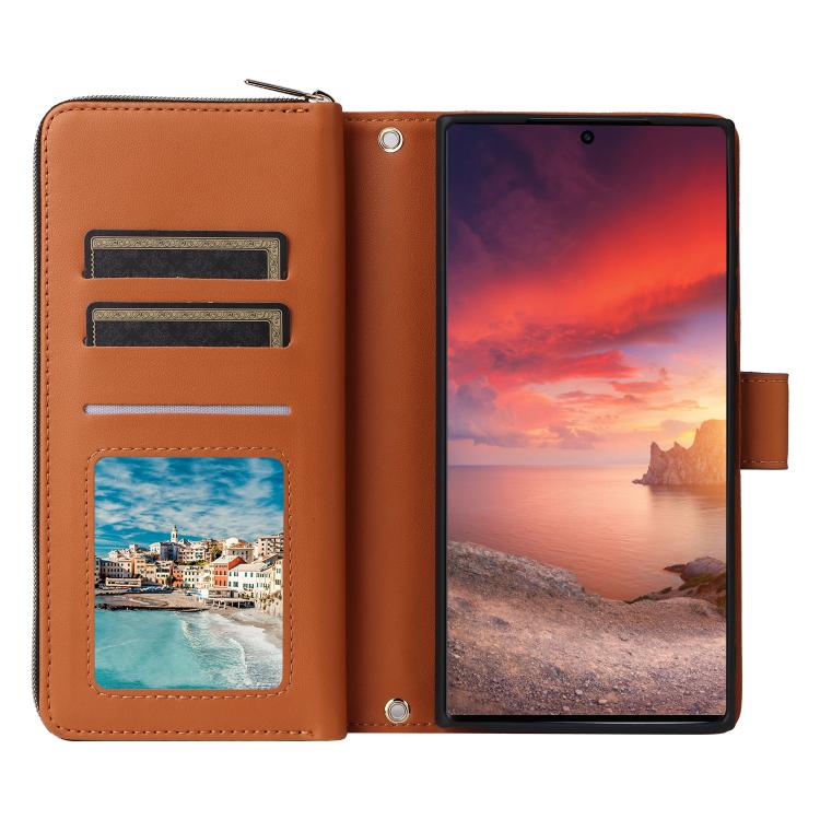 For Samsung Galaxy S26 Ultra 5G Nine-card Slots Zipper Wallet Bag Leather Phone Case