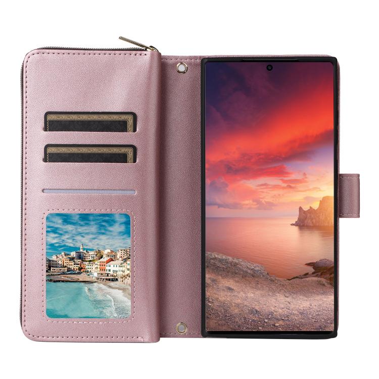 For Samsung Galaxy S26 Ultra 5G Nine-card Slots Zipper Wallet Bag Leather Phone Case