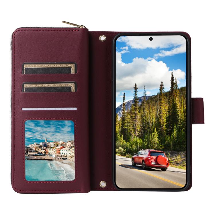 For Samsung Galaxy S26+ 5G Nine-card Slots Zipper Wallet Bag Leather Phone Case