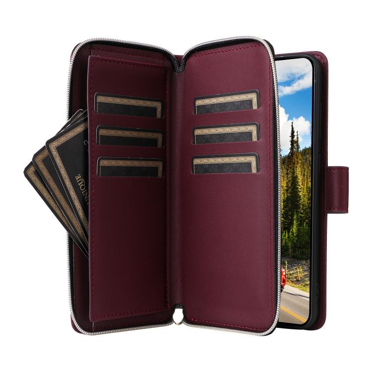 For Samsung Galaxy S26+ 5G Nine-card Slots Zipper Wallet Bag Leather Phone Case