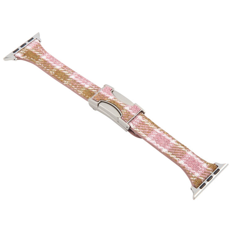 For Apple Watch 46mm / 49mm / 45mm / 44mm Slim Magnetic Buckle Napped Fabric Leather Watch Band