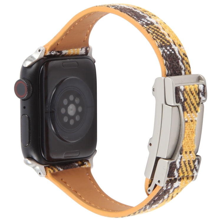 For Apple Watch 46mm / 49mm / 45mm / 44mm Slim Magnetic Buckle Napped Fabric Leather Watch Band