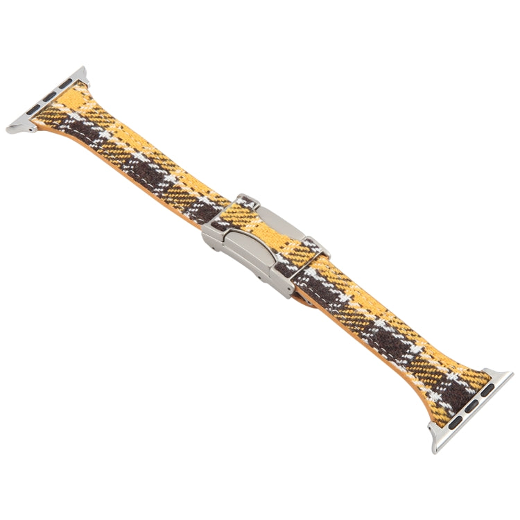 For Apple Watch 46mm / 49mm / 45mm / 44mm Slim Magnetic Buckle Napped Fabric Leather Watch Band