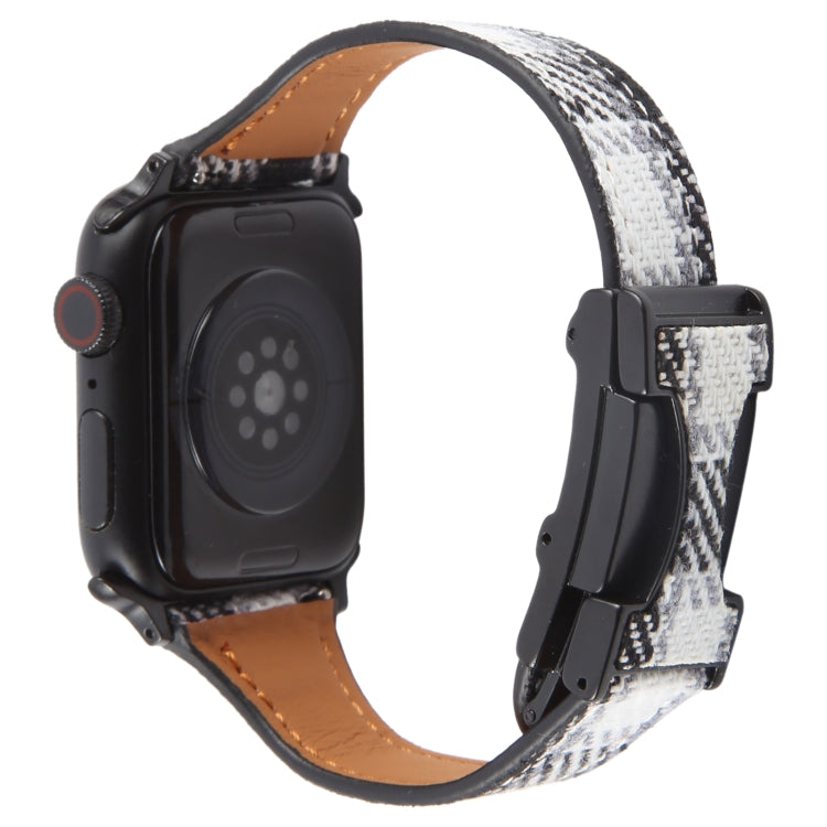 For Apple Watch 46mm / 49mm / 45mm / 44mm Slim Magnetic Buckle Napped Fabric Leather Watch Band