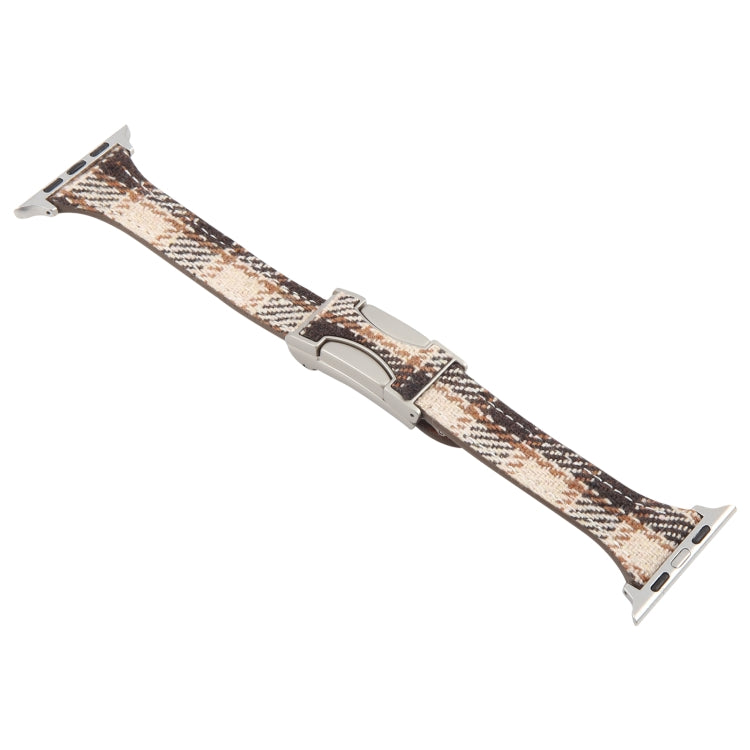 For Apple Watch 46mm / 49mm / 45mm / 44mm Slim Magnetic Buckle Napped Fabric Leather Watch Band