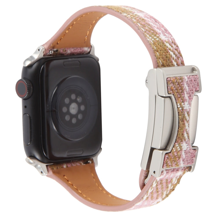 For Apple Watch 42mm / 41mm / 40mm / 38mm Slim Magnetic Buckle Napped Fabric Leather Watch Band