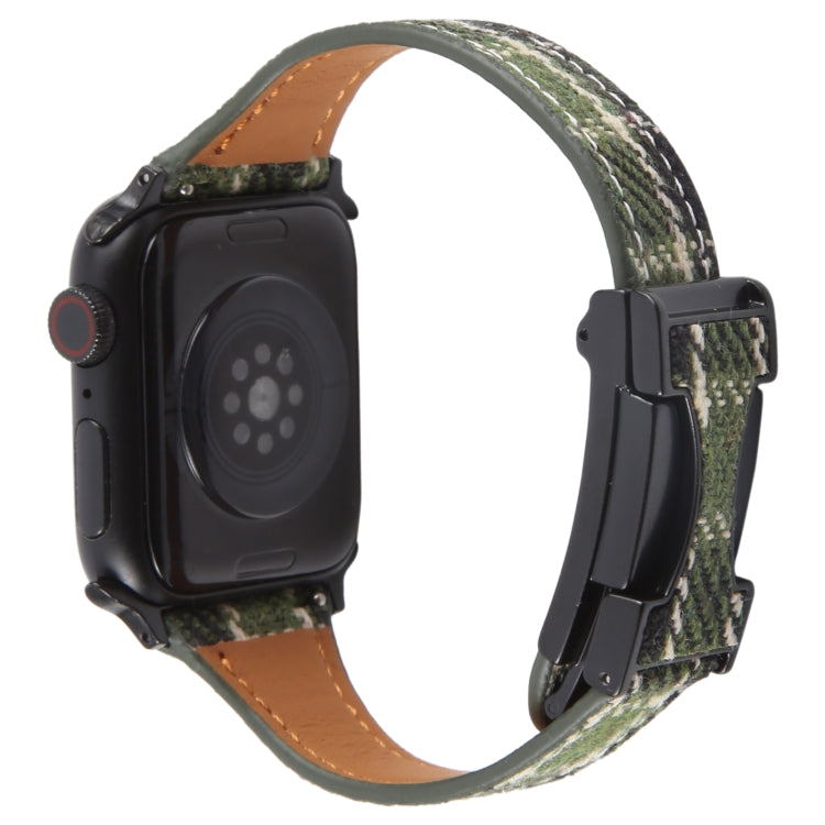 For Apple Watch 42mm / 41mm / 40mm / 38mm Slim Magnetic Buckle Napped Fabric Leather Watch Band