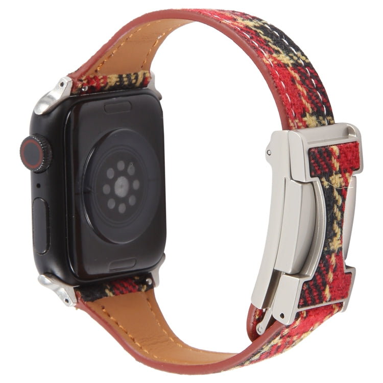 For Apple Watch 42mm / 41mm / 40mm / 38mm Slim Magnetic Buckle Napped Fabric Leather Watch Band
