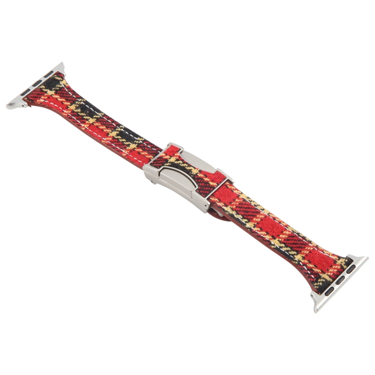 For Apple Watch 42mm / 41mm / 40mm / 38mm Slim Magnetic Buckle Napped Fabric Leather Watch Band