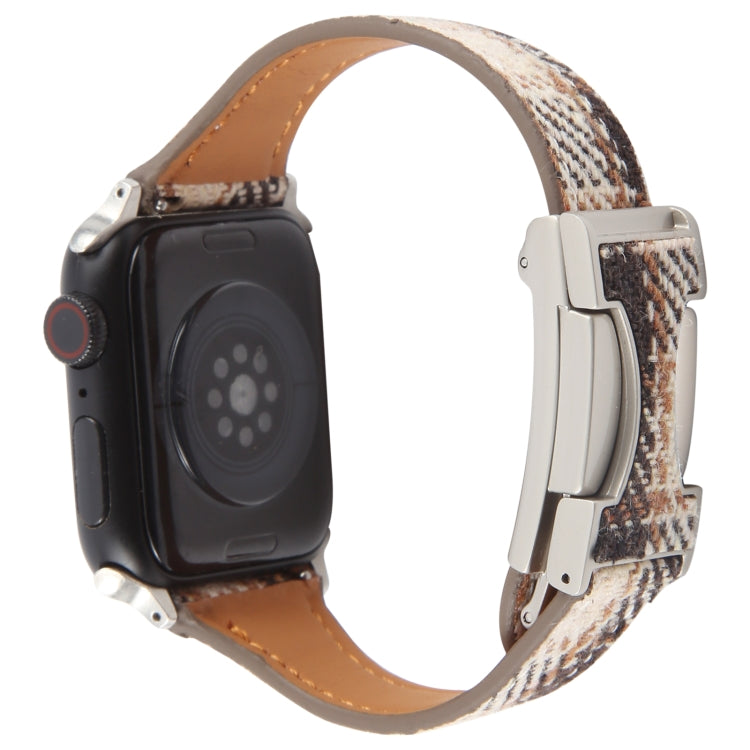 For Apple Watch 42mm / 41mm / 40mm / 38mm Slim Magnetic Buckle Napped Fabric Leather Watch Band
