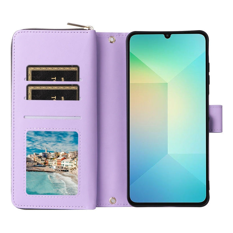 For Samsung Galaxy A06 / A07 Nine-card Slots Zipper Wallet Bag Leather Phone Case