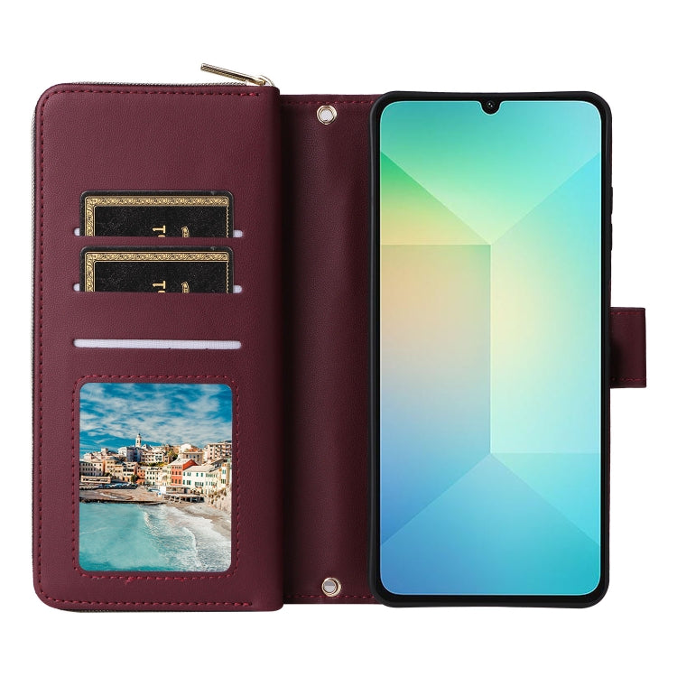 For Samsung Galaxy A06 / A07 Nine-card Slots Zipper Wallet Bag Leather Phone Case