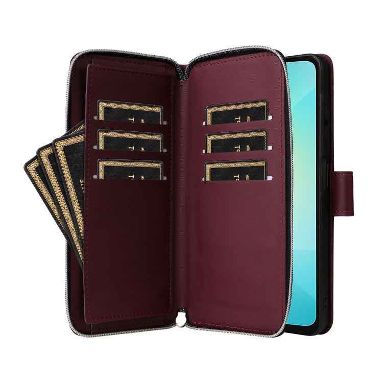 For Samsung Galaxy A06 / A07 Nine-card Slots Zipper Wallet Bag Leather Phone Case
