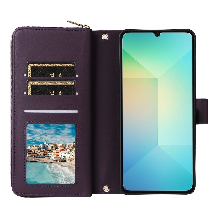 For Samsung Galaxy A06 / A07 Nine-card Slots Zipper Wallet Bag Leather Phone Case