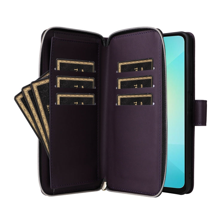 For Samsung Galaxy A06 / A07 Nine-card Slots Zipper Wallet Bag Leather Phone Case