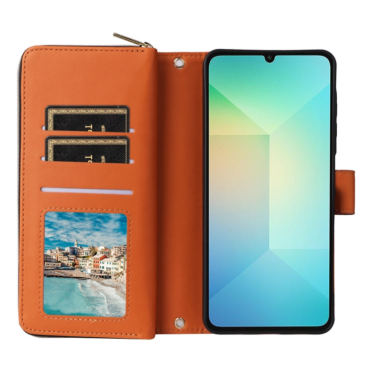 For Samsung Galaxy A06 / A07 Nine-card Slots Zipper Wallet Bag Leather Phone Case