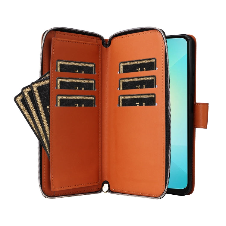 For Samsung Galaxy A06 / A07 Nine-card Slots Zipper Wallet Bag Leather Phone Case